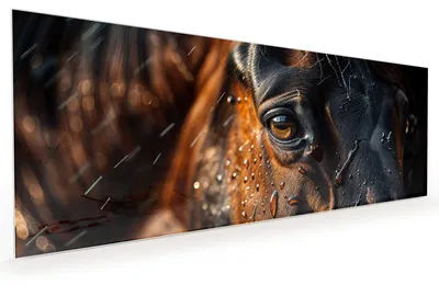 Produktbild von Küchenrückwand Spritzschutz Glas mit Motiv Pferdeauge im Regen 40 x 40 cm