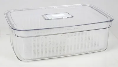 Produktbild von Kühlschrankbox 3,8L mit Einsatz PP PET transparent | Vorratsdose für Lebensmittel | BPA-frei, stapelbar & spülmaschinengeeignet