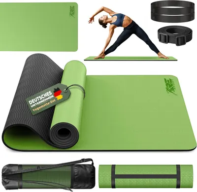 Immagine prodotto di Tappetino da yoga antiscivolo, dimensioni 183 x 61 x 0,6 cm, con tracolla, ideale per fitness e pilates