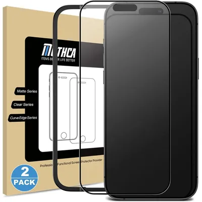 Immagine prodotto di Pellicola protettiva per iPhone 17 / 16 Pro da 6,3 pollici, 2 pezzi, opaca, durezza 9H, antiriflesso, anti-impronte, con bordo nero