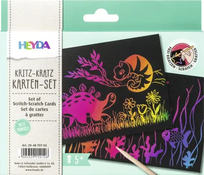 Produktbild von HEYDA Kritz-Kratz Karten-Set 210 g/qm 176 x 125 mm einseitig schwarz beschichtet
