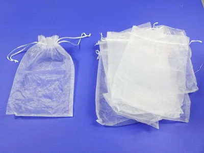 Produktbild von 10x Organzasäckchen Organzabeutel Miniblings Organza Geschenktüte weiß 16x22 groß