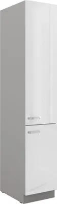 Produktbild von Küchen Hochschrank 40 Bianca Weiß Hochglanz + Grau Küchenzeile Küchenblock