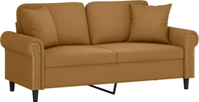 Produktbild von vidaXL 2-Sitzer-Sofa mit Zierkissen Braun 140 cm Samt