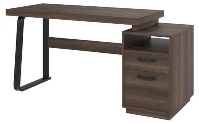 Obrázok produktu pre Stôl – kancelársky stôl – 135 x 54 cm – Moderný, minimalistický dizajn – doska z MDF – drevená konštrukcia – úložná skrinka na dokumenty – zásuvka s tichým chodom