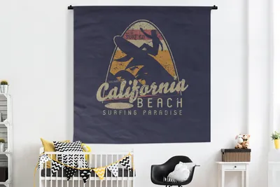 Obrázek produktu pro MuchoWow® Tapiserie Věšení na zeď Vintage - Surf - Surfboard 180x180 Tapiserie dekorace Nástěnná šála