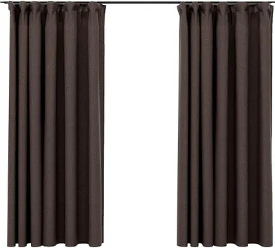 Produktbild von vidaXL Verdunkelungsvorhänge Haken Leinenoptik 2 Stk. Taupe 140x175 cm