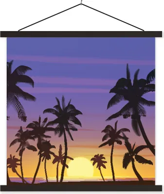 Produktbild von MuchoWow® Textilposter Sonne - Palme - Meer 40x40 cm mit schwarzem Rahmen - Fotos