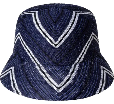 Kangol gestrickter Sommer Bucket Fischerhut mit ZickZack in blau