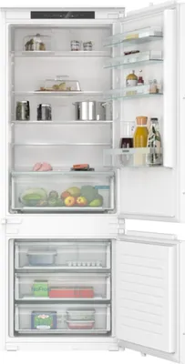 An open refrigerator with food and containers inside.
