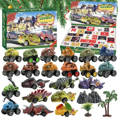 Dino-Auto-Adventskalender 2026, 24-teilig, Rückzieher