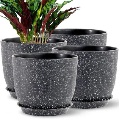 Image de Pots de fleurs noirs de 20 cm pour l'intérieur et l'extérieur