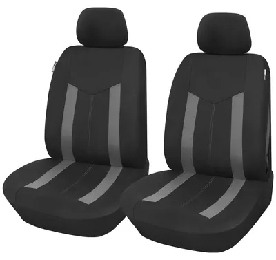 Zdjęcie produktu dla Komplet pokrowców samochodowych Upgrade4cars do przednich siedzeń, kolor: szary | Uniwersalne pokrowce samochodowe, kolor: czarny, nadające się na lato i zimę | Akcesoria samochodowe do wnętrza | Prezent dla kobiet i mężczyzn