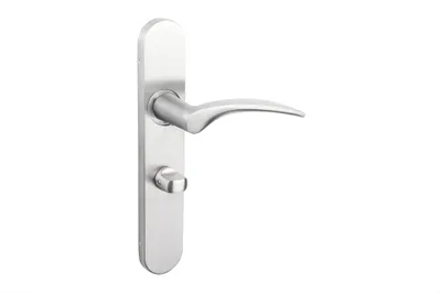 Produktbild von Lavuzo Türgriff Lodini Edelstahl mit abgerundetem Schild WC63/8 Badezimmerschloss - Pro Set