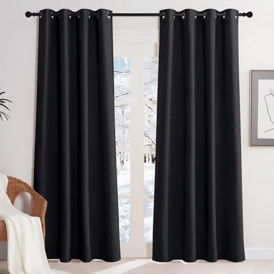 Verdunkelungsvorhang 2er-Set 140x200 cm Schwarz Thermisch