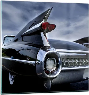 Produktbild von Bilder auf glas - Auto Retro Himmel - 40x40cm - Glasbilder - Wandbilder - Kunstdruck - zum Aufhängen bereit - Wanddekoration aus Glas - Glas Bilder - Wandbild auf Glas - Einteilig - GAC40x40-0159