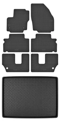 Productafbeelding van Rubberen automatten + kofferbakmat voor Ford S-MAX MK1 2006-2011 (MPV/stationwagen) – 7-delig, zwart, op maat – Wielganizator