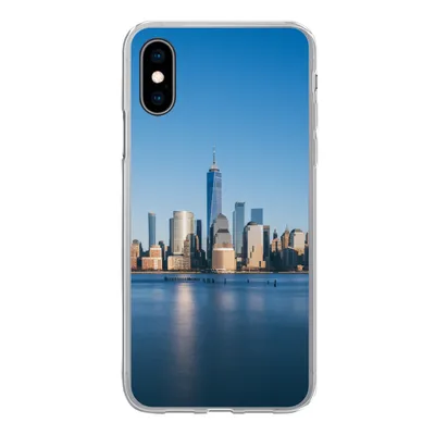Produktbild von MuchoWow® Handyhülle Schutzhülle Hülle für iPhone X New York - Skyline - Blau Silikon Softcase Handy Hülle - Handyhülle
