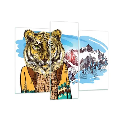 Produktbild von Bilder auf glas - Tiger in den Bergen Kinder Tierwelt - 130x100cm - Glasbilder - Wandbilder - Kunstdruck - Wanddekoration aus Glas - Glas Bilder - Wandbild auf Glas - GCB130x100-3210