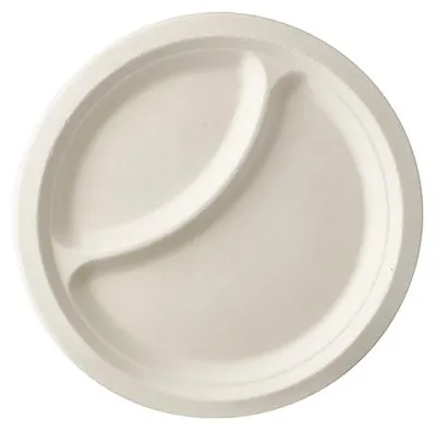 Produktbild von Teller, Zuckerrohr "pure" 2-geteilt Ø 23 cm · 2 cm weiss
