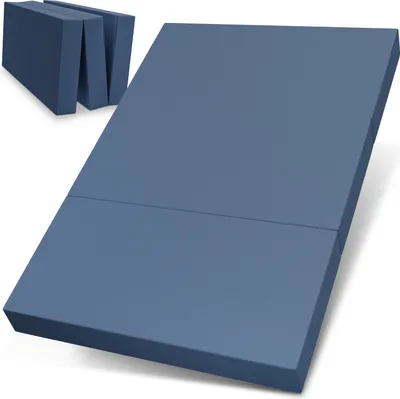 Produktbild von ELONEO Klappmatratze, Gästematratze, 3-teilige Faltmatratze, Schaumstoff extra dick (15cm), waschbar, Bandscheibenwürfel, klappbar, Faltbare Matratze, Erwachsene (Blau, 140 x 195 x 15 cm)