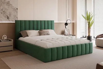 Produktbild von Polsterbett Elegantes Bett "ELVANO" mit hohem Kopfteil und großem Stauraumfach
