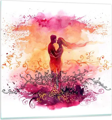 Produktbild von Bilder auf glas - Liebe Paar Flitterwochen - 70x70cm - Glasbilder - Wandbilder - Kunstdruck - zum Aufhängen bereit - Wanddekoration aus Glas - Glas Bilder - Wandbild auf Glas - GAC70x70-3006