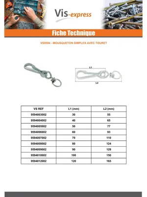 Produktbild von Tor Karabiner SIMPLEX Länge 30 Verzinkt