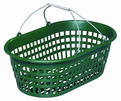 Produktbild von Gartenkorb mit Draht-Klappbügel, 15 kg oval, grün mit Draht-Klappbügel