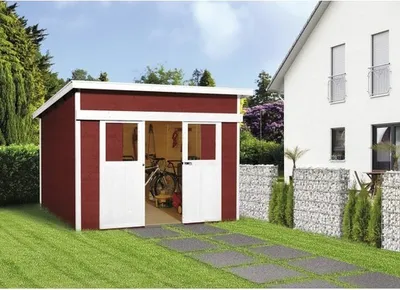 Produktbild von Schiebetürhaus weka Lugano 1 mit Fußboden 315 x 249 cm schwedischrot