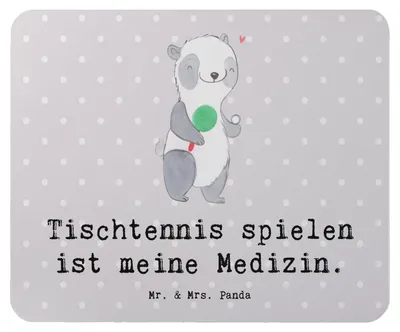 Produktbild von Mr. & Mrs. Panda Mauspad Panda Tischtennis - Grau Pastell - Geschenk, mousematte, pc mousepad, Ballsport, Mouse Pad, Bund, Verein