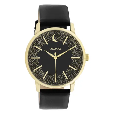Produktbild von Oozoo Damen Lederarmband Uhr Timepieces schwarz Analog Quarzuhr UOC11044