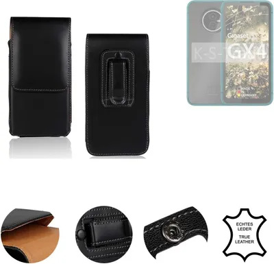 Produktbild von K-S-Trade Holster Gürteltasche Handy Hülle Schutzhülle kompatibel mit Gigaset GX4 Handyhülle Leder schwarz, 1x