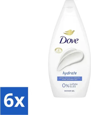 Zdjęcie produktu dla Żel pod prysznic Dove Hydrate – bez siarczanów – 250 ml – opakowanie ekonomiczne – 6 sztuk