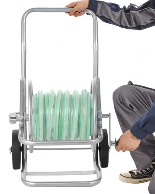 Immagine prodotto di Carrello porta tubo SucceBuy per tubi lunghi fino a 61 m e larghi 1,5 cm (tubo non incluso), supporto mobile per tubo da giardino con ruote, ideale per l'irrigazione di giardini, cortili e prati