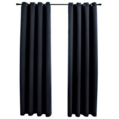 Immagine prodotto di vidaXL Tende oscuranti con occhielli in metallo 2 pezzi nero 140x175 cm