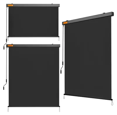 Produktbild von Senkrechtmarkise Außen 154,5 x 250 cm Wetterfest, Balkonrollo mit Kurbelbedienung, Sonnenschutz und Sichtschutz für Balkon und Terrasse, Dunkelgrau