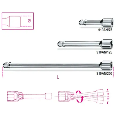 Imagen del producto de Beta Tools, barra de extensión articulada de 3/8", modelo 910AN/250