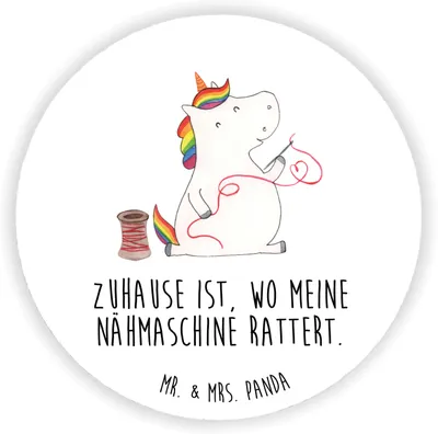 Produktbild von Mr. & Mrs. Panda magnet Einhorn Näherin - Weiß - Geschenk, Einhörner, Basteln, Kühlschrankmagnet, Nähen, Häkeln, Pinwandmagnet, whiteboardmagnet, pinnwand, Unicorn