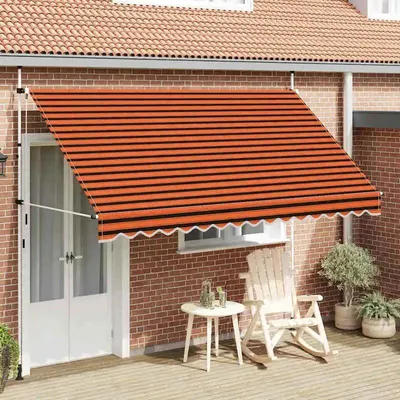 Produktbild von Markise - Manuelle Gelenkarmmarkise - Wasserdichtes Polyester - UV-Schutz - Stahlgestell mit Handkurbel - Höhenverstellbar - Orange und Braun