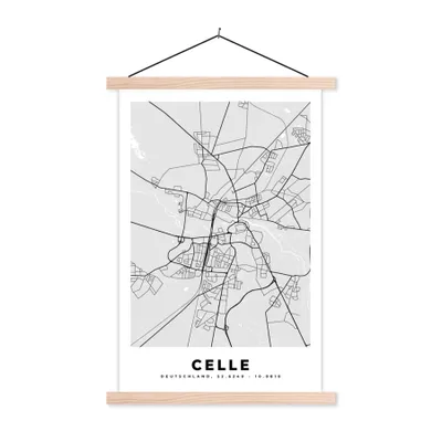 Produktbild von MuchoWow® Textilposter Deutschland - Stadtplan - Karte - Celle 40x60 cm mit holzfarbenen Rahmen - Poster