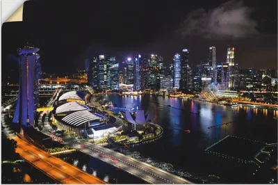 Produktbild von ARTland Wandbild, selbstklebend Singapur bei Nacht Größe: 90x60 cm