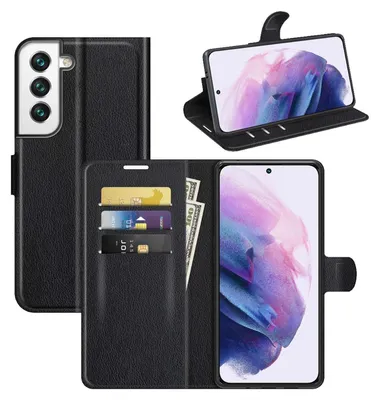 Produktbild von Für Samsung Galaxy S22 Plus Handy Tasche Schwarz Etuis Kunst-Leder Hülle Schutz
