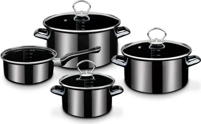 Image de GSW Set de casseroles Profi-Black-Star 4 pièces, lavable au lave-vaisselle