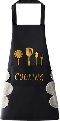 Produktbild von ASKSA Schürzen Wasserdicht Kochschürze mit Taschen Verstellbarem Küchenschürze Grillschürze Latzschürze, Schwarz
