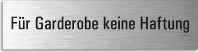 Produktbild von Türschild Für Garderobe keine Haftung Hinweisschild Textschild Aluminium Edelstahloptik 160x40 mm selbstklebend