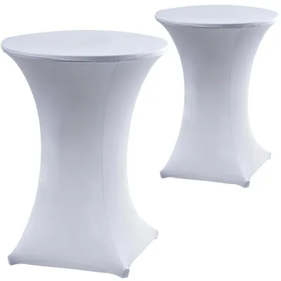 Obrázok produktu pre Elastická okrúhla obrus z materiálu Elastan, biela, 2 kusy, priemer 80-85 cm, výška 110-120 cm, možno prať
