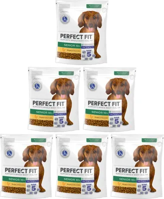 Produktbild von Perfect Fit Senior (10+) – komplettes Trockenfutter für ausgewachsene Hunde kleiner Rassen, über 10 Jahre alt, mit Huhn 6 x 825g