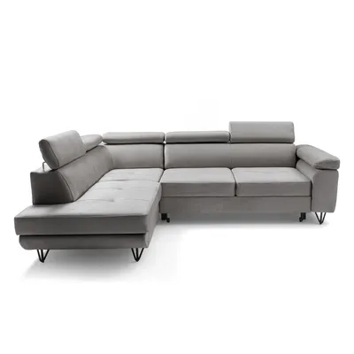 Produktbild von MUFFO Ecksofa JUNIOR L Links mit Schlaffunktion 194x128 Velours Hellgrau
