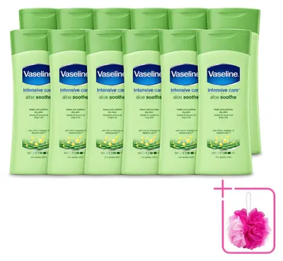 Imagen del producto de 12 unidades de Loción corporal calmante de Aloe Vera Vaseline - 200 ml - Paquete ahorro - 12 piezas